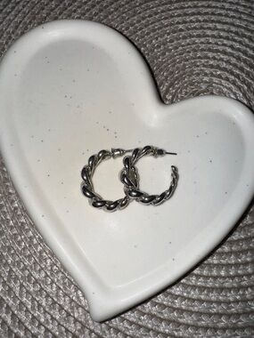 Twisted Hoop Earrings in Silver - Women's Jewelry